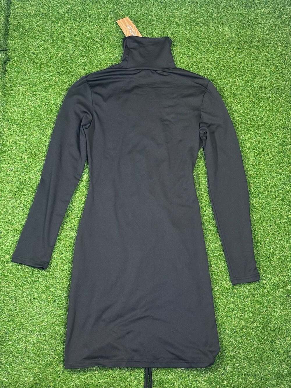 SHEIN SXY Black Mock Neck Long Sleeve Ruched Mini Bodycon Dress